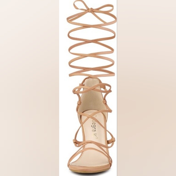 ALLEGRA K strappy straps lace-up stiletto heeled sandals NWOT - Picture 2 of 11